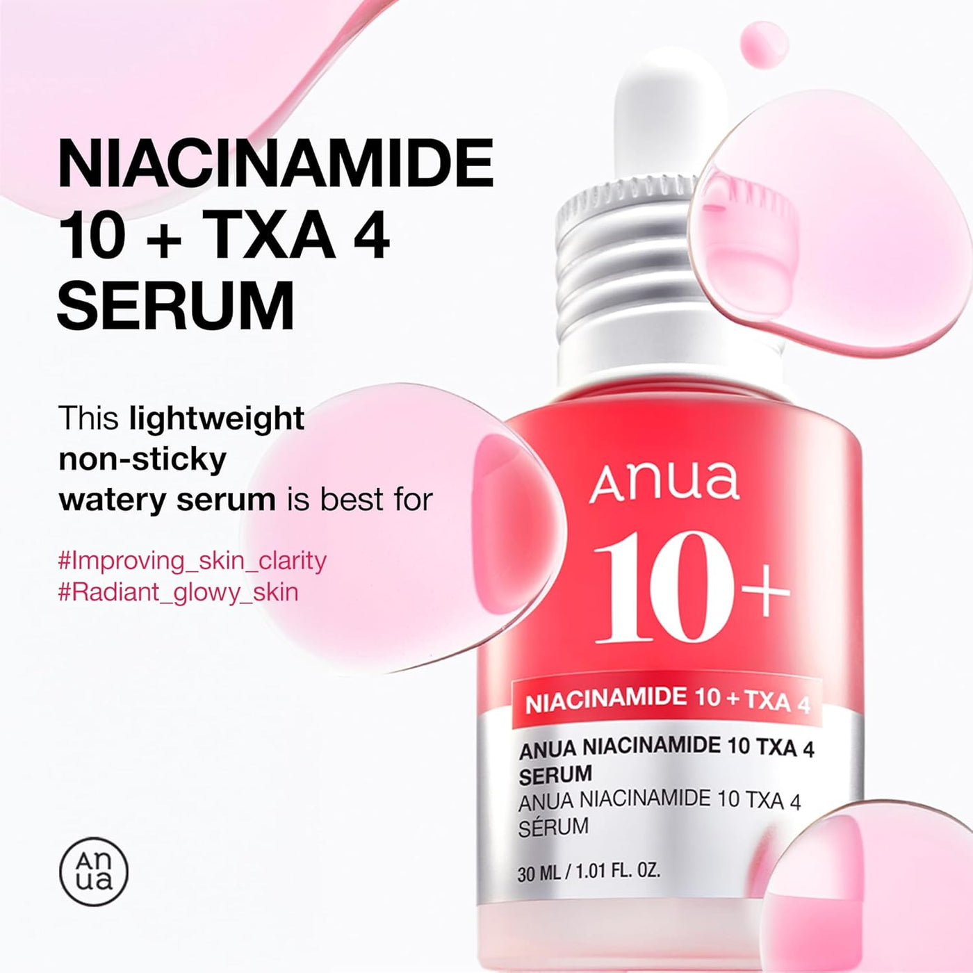 Anua Niacinamide 10 + TXA 4 Serum, Dark Spot Care, Hyaluronic Acid, 1.01 fl.oz