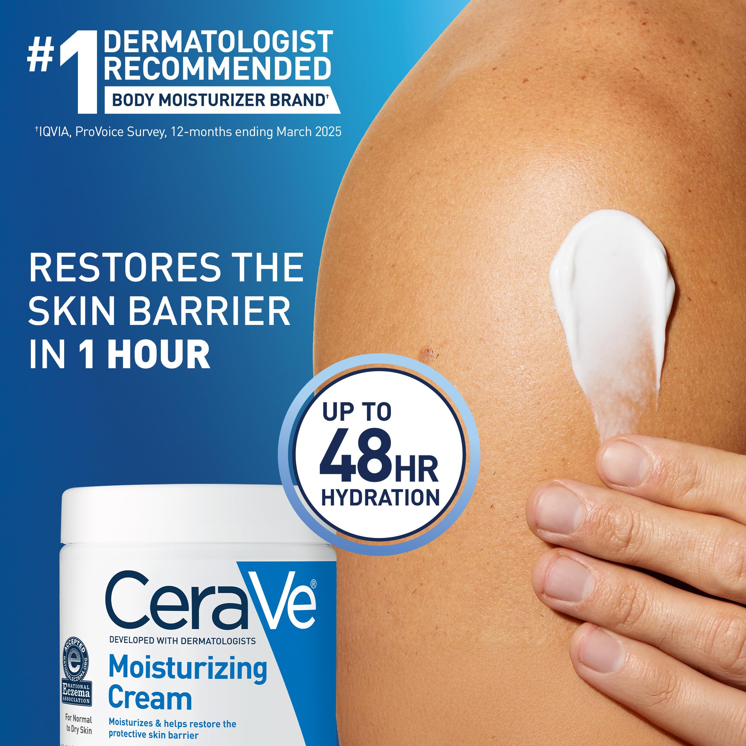CeraVe Moisturizing Cream, Face Body Moisturizer, Normal to Dry Skin, 8 Fl Oz